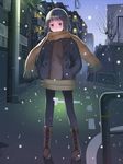  bad_id bad_pixiv_id black_hair black_legwear blue_eyes city coat original pantyhose short_hair snow solo standing winter_clothes winter_coat yamamoto_shima 