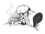  coffee cute eric_schwartz female morning sabrina skunk solo tired tousled waking 