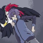  honchkrow lowres male male_focus pokemon pokemon_(anime) purple_hair shinji_(pokemon) smile 