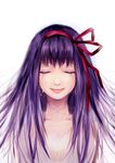  akemi_homura bad_id bad_pixiv_id closed_eyes face hair_ribbon ichinose777 lips long_hair mahou_shoujo_madoka_magica purple_hair ribbon smile solo tears 