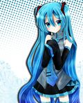  aqua_eyes aqua_hair bad_id bad_pixiv_id detached_sleeves hatsune_miku long_hair necktie senka_shion skirt sleeves_past_wrists solo twintails very_long_hair vocaloid 