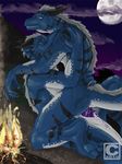  anal anal_penetration anthro big_muscles blue_dragon campfire claws clone danza_(character) dragon feral fire gay holding horn horns male moon muscles night nude outside penetration penis profec scalie sex 