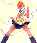  apron blue_eyes clenched_hand fighting_stance highres inami_mahiru mayuge1017 open_mouth orange_hair pose power short_hair solo waitress working!! 