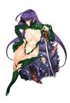  armor bikini_armor breasts hand_on_hip large_breasts long_hair monster navel official_art purple_hair red_eyes severed_head solo sumita_kazuasa takeru_(witchblade_takeru) tears very_long_hair witchblade witchblade_takeru 