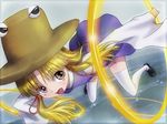  ah-negitorow blonde_hair eyes hat moriya's_iron_rings moriya_suwako open_mouth pyonta solo thighhighs touhou white_legwear yellow_eyes 