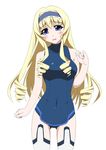 blonde_hair blue_eyes blush breasts cecilia_alcott curly_hair drill_hair female hairband infinite_stratos long_hair simple_background solo white_background 