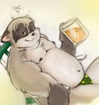  beer chubby drunk fat looking_at_viewer male raccoon sitting skimpy solo trashcanchampion 