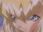  90s animated animated_gif beaten blonde_hair breasts burn-up burn-up_w closed_eyes gloves jumping kinezono_rio long_hair nipples open_mouth panties police police_uniform policewoman ponytail skirt solo thighhighs torn_clothes underwear uniform 