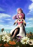  day flower fractale highres hug multiple_girls nessa phryne sky yukichiyo 