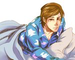  andy bed brown_hair disney male male_focus pajamas pillow pixiv sheriff_woody sleepy solo tears toy_story white_background 
