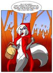  &hearts; being_watched canine chloe cloak cosplay fairy_tale female forest group jollyjack little_red_riding_hood nude skimpy skunk solo speech_balloon tree wolf 
