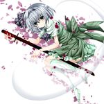  bad_id bad_pixiv_id black_hairband ghost grey_hair hairband katana kneehighs konpaku_youmu konpaku_youmu_(ghost) nanase_nao short_hair silver_hair solo sword touhou weapon 