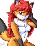  breasts canine chaddy chest_tuft collar cute female fox nude oekaki ruff shy solo unknown_artist 
