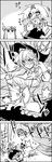  3koma braid breast_expansion breasts comic gameplay_mechanics goomba greyscale hat highres invincible_marisa kirisame_marisa mario_(series) medium_breasts monochrome moon mushroom new_super_marisa_land patchouli_knowledge star super_mario_bros. tani_takeshi touhou translated yukkuri_shiteitte_ne 