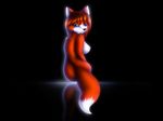  back black breasts canine female fox looking_at_viewer looking_over_shoulder nude red side_boob sitting solo turning wallpaper whitmaverick 