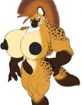  big_breasts big_clitoris black_nipples breasts canine chest_tuft clitoris female fur gideon hyena mammal mohawk muscles muscular_female nipples plain_background pussy solo tuft white_background 