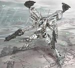  armored_core:_for_answer city cityscape cloud cloudy_sky desert dual_wielding gun holding mecha no_humans rifle rocket_launcher ruins sky touge_(kubiwa_tsuki) weapon white_glint 