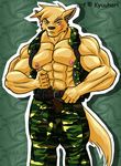  army camo canine knife kyuuhari male military muscles scar solo vest wolf 