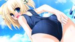  animal_ears ass blonde_hair blue_eyes blush game_cg sky swimsuit tagme tiny_dungeon 