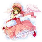  bad_id bad_pixiv_id brown_hair cardcaptor_sakura dress full_body fuuin_no_tsue glove_bow gloves green_eyes hat kinomoto_sakura kishi_koyuki magical_girl petticoat pink_hat short_hair smile solo thighhighs wand white_gloves wings 