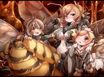  abdomen antennae bee bee_girl blonde_hair blush breasts brown_eyes brown_hair cleavage female frfr girl honey insect insect_girl large_breasts monster monster_girl multi_arm multi_limb multiple_arms wings 