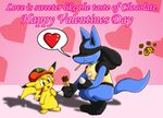  &hearts; ashchu blue blush brown_eyes chocolate coshi_dragonite eyes_closed hat lucario male pocky pok&eacute;mon tail yellow 