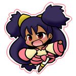  big_hair blue_hair blush chibi dark_skin iris_(pokemon) pokemon pokemon_(game) pokemon_bw red_eyes simple_background solo two_side_up white_background yanagi_(nurikoboshi) 