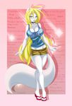  big_breasts blonde_hair breasts collar female fursona glasses green_eyes hair hindpaw jessica_elwood jessica_elwood_(character) looking_at_viewer sandals shorts solo standing tank_top 