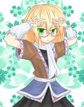  bespectacled blonde_hair double_v glasses green_eyes highres mizuhashi_parsee nuka_kohi scarf short_hair solo touhou v 
