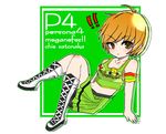  1girl :&lt; alternate_costume amane_shinobu boots brown_eyes brown_hair persona persona_4 satonaka_chie short_hair solo 