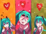  aqua_eyes aqua_hair comic grin hatsune_miku heart left-to-right_manga long_hair man_face one_eye_closed onionholic pointing smile translated twintails vocaloid 