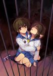  bars brown_eyes brown_hair corpse_party curly_hair hair_ornament hairclip kneehighs multiple_girls nakashima_naomi name_tag ninomoto official_art school_uniform shinohara_seiko shoes short_hair uwabaki 