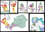  apple_bloom_(mlp) applebloom_(mlp) bow comic crown cub cupcake cupcakes cutie_mark dragon equine female feral friendship_is_magic fxcellent green_eyes hair horn horns horse humor humour lightbulb male mammal multi-colored_hair my_little_pony outhouse pink_hair plain_background plate pony poo princess princess_celestia_(mlp) rainbow_hair royalty scalie spike_(mlp) toilet_paper vomit white_background winged_unicorn wings young 