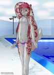  accelo accelo_(character) balls bandanna bikini blush crossdressing cute ezalias feline girly hair heterochromia looking_at_viewer male pool red_hair sheath skimpy snow_leopard solo standing tail undressing 