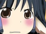  angry aruruw black_hair blush brown_eyes close-up close_up face female gununu ittouryu lowres solo utawareru_mono utawarerumono 