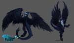 allora breasts butterfly claws color dragon elemental feathers female fenra fur hindpaw insect male nude paws purple_eyes sefeiren size_difference storm_elemental storm_fenra tail talak wings yellow_eyes 