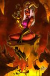  14-bis cliff demon female fernando_faria fire gauntlet looking_at_viewer red smoke 