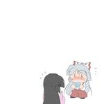  black_hair blush bow fujiwara_no_mokou hachi_(chihagura) hair_bow houraisan_kaguya long_hair multiple_girls silver_hair touhou valentine |_| 