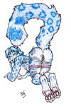  anus blue breasts crescentmoon feline female glasses nude presenting pussy raised_tail side_boob snow_leopard solo tail 