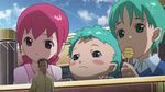  blue_eyes green_eyes loli lollipop pink_hair pointed_ears purple_eyes rosy_cheeks teal_hair 