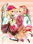  aki_minoriko aki_shizuha autumn barefoot blonde_hair hair_ornament leaf_hair_ornament multiple_girls red_eyes soiri_(us) touhou yellow_eyes 