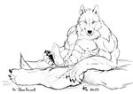  canine claws inks looking_at_viewer male penis rwolf sitting solo wolf 