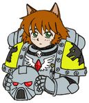  anthro armor colo dog_ears female green_eyes hammer human looking_at_viewer male mammal n924 shota space_marine video_games warhammer_(franchise) warhammer_40k young 