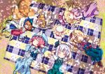  alice_margatroid bad_id bad_pixiv_id chen closed_eyes konpaku_youmu konpaku_youmu_(ghost) lily_white lying multiple_girls perfect_cherry_blossom petals saigyouji_yuyuko shade sleeping touhou tree_shade yakumo_ran yakumo_yukari ysrandy 