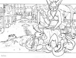  black_and_white blind canine children cub female fennec fox group hiroi_kairu monochrome outside piercing puppet scalie sock_puppet story storyteller 