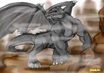  all_fours black claws dragon fangs feral horns male muscles nude red_eyes reptile scalie solo tail timberwolfmax wings 