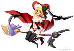  :d bad_id bad_pixiv_id bird blonde_hair bow breasts broom character_request cleavage crow get_amped_2 green_eyes hat medium_breasts official_art open_mouth shidatsu_takayuki shoes smile solo thighhighs witch_hat 