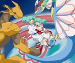  ancient_fairy_dragon duel_monster green_hair life_stream_dragon lua luca ponytail rua ruka siblings twins twintails yu-gi-oh! yugioh_5d&#039;s yuu-gi-ou_5d's 