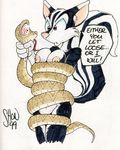  angry breasts coiling coils constriction female forked_tongue king-cheetah long_tongue mammal nipples nude plain_background reptile scalie shon_howell skunk snake strangle tail threatening tongue tongue_out white_background 