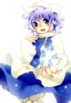  blue_eyes blue_hair hat letty_whiterock short_hair snowflakes soiri_(us) solo touhou 